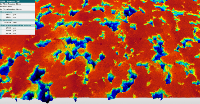 Beispielmessung einer 3d gedruckten Oberflächen auf ihre Rauheit