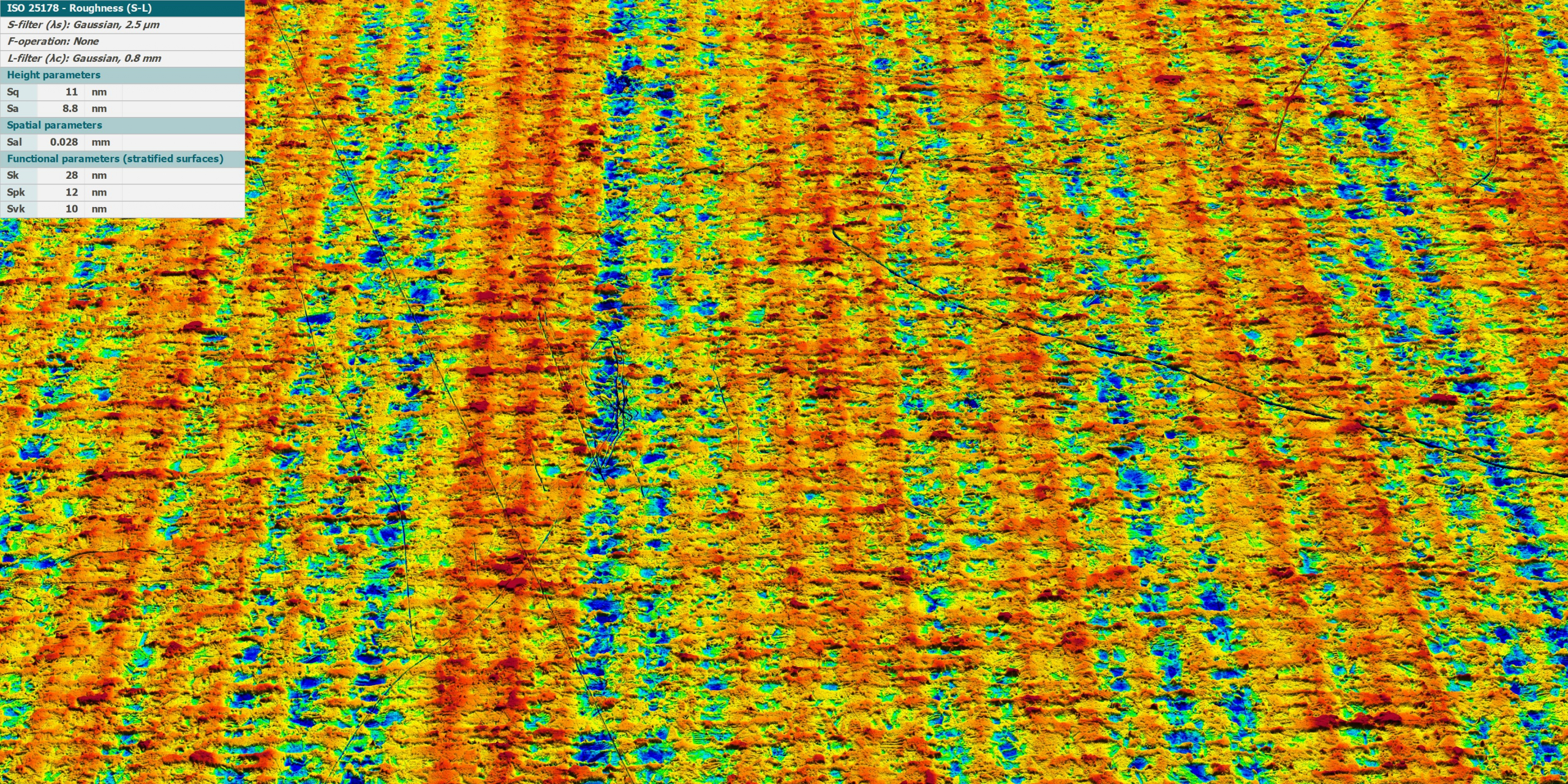 Beispielmessung einer verchromten Oberfläche mit Kratzern gemessen mit dem smartWLI Compact