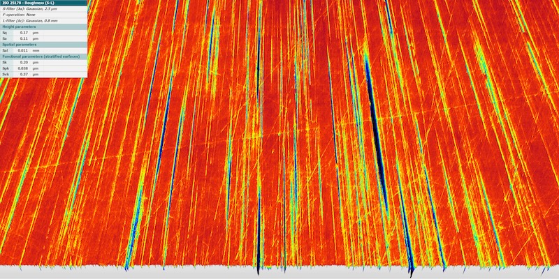 Beispielmessung einer geschliffenen und gefinishten Oberfläche
