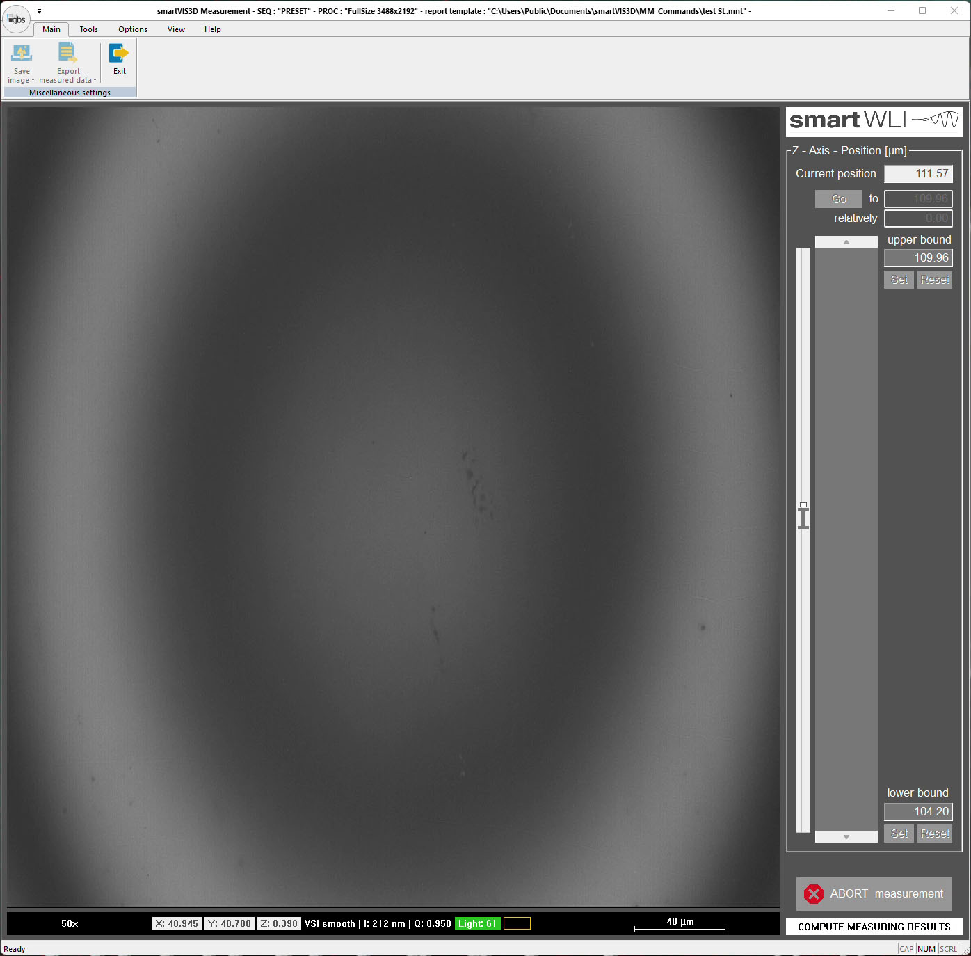 Bildschirmfoto der Benutzeroberfläche der smartVIS3D Software
