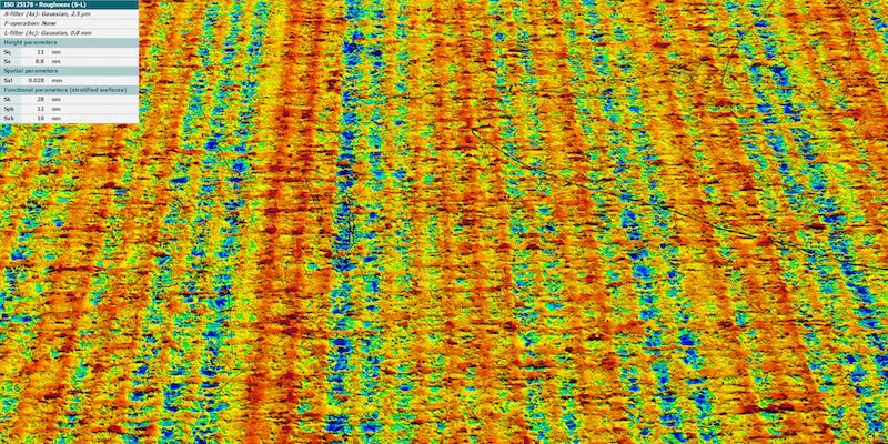 Beispielmessung einer verchromten Oberfläche mit Kratzern gemessen mit dem smartWLI Compact